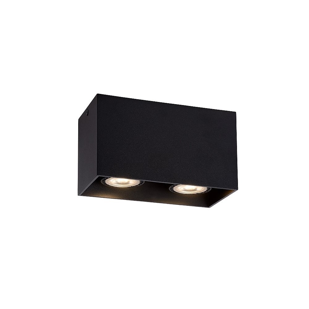Contemporary Black Aluminum Dual Bulb Ceiling Spotlight Fixture