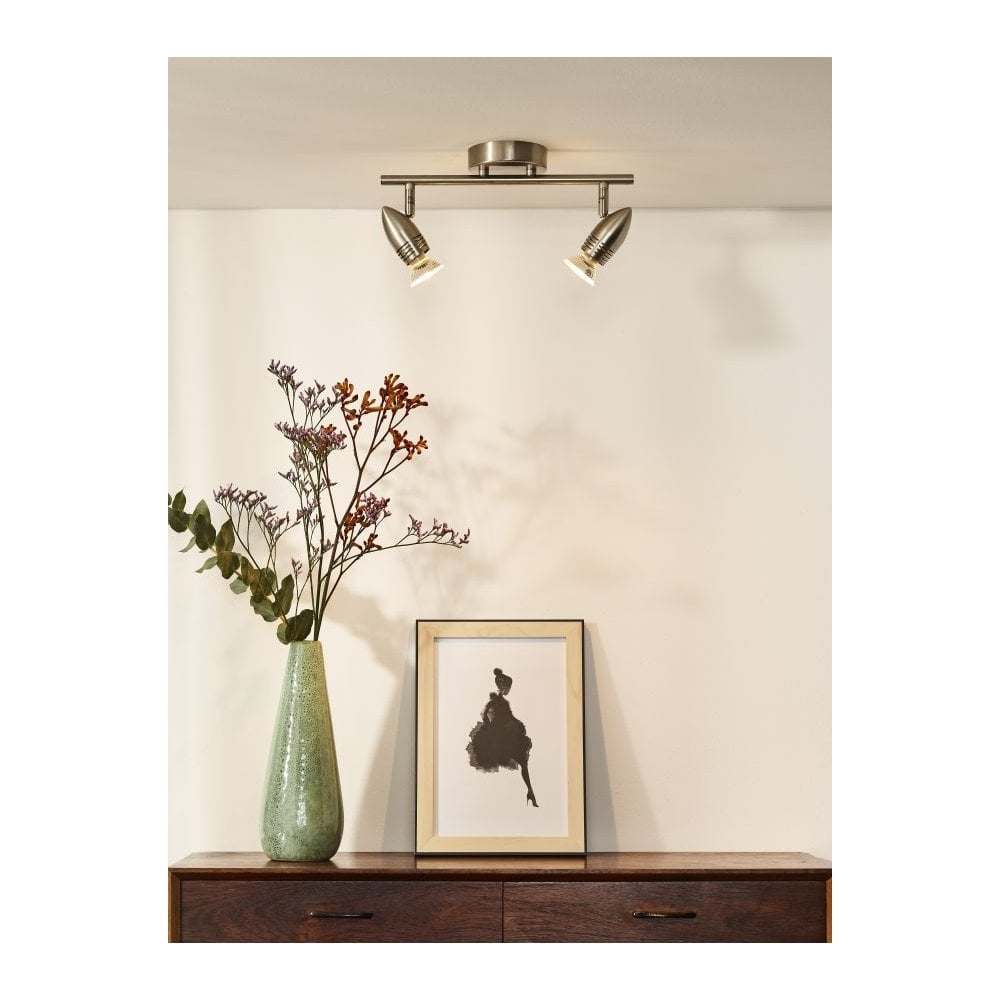 Sleek Satin Chrome Dual Bullet Ceiling Spot Light