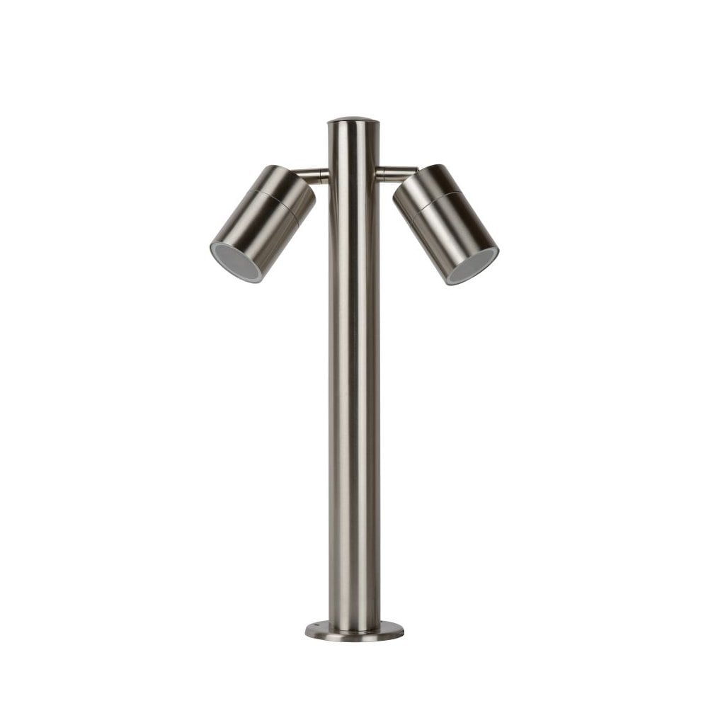 Arne-LED Contemporary Satin Chrome Outdoor Guiding Bollard Light