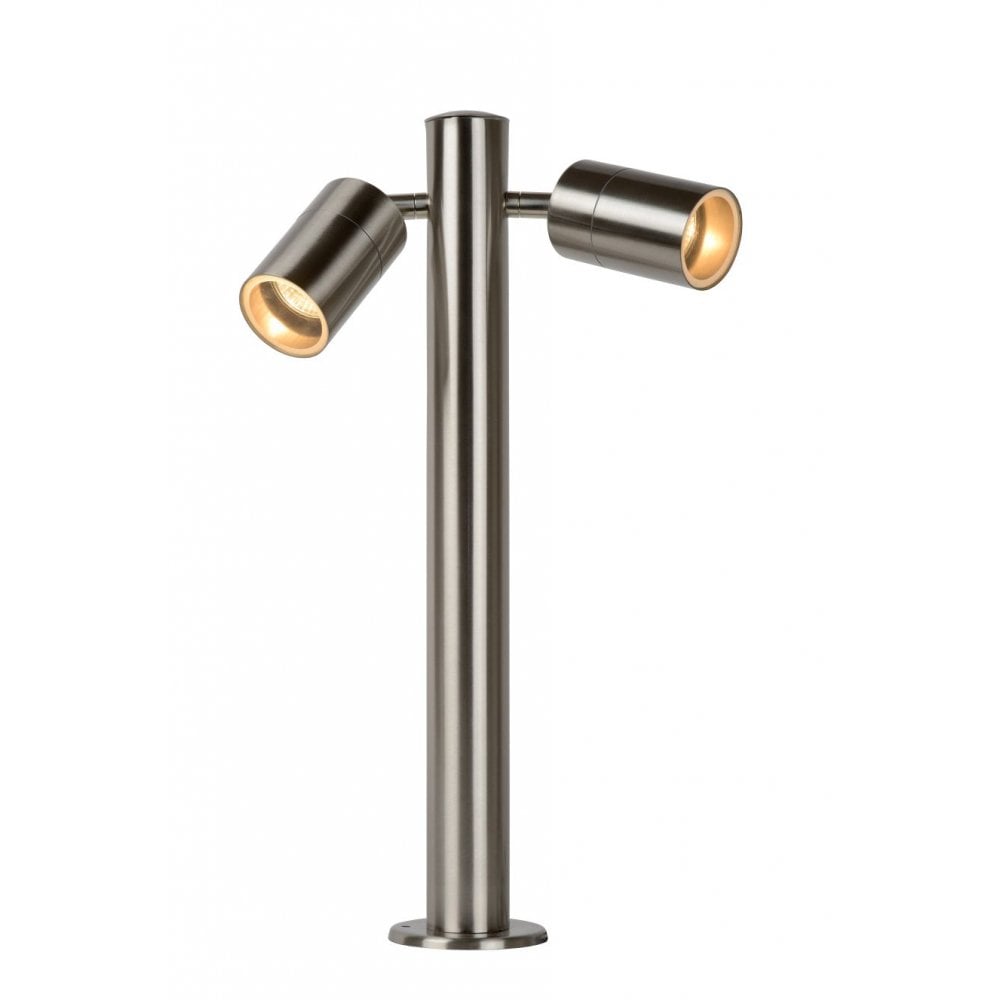Arne-LED Contemporary Satin Chrome Outdoor Guiding Bollard Light