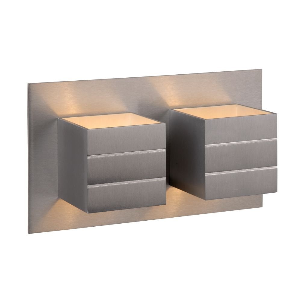 Contemporary Rectangular Aluminum Satin Chrome Wall Sconce