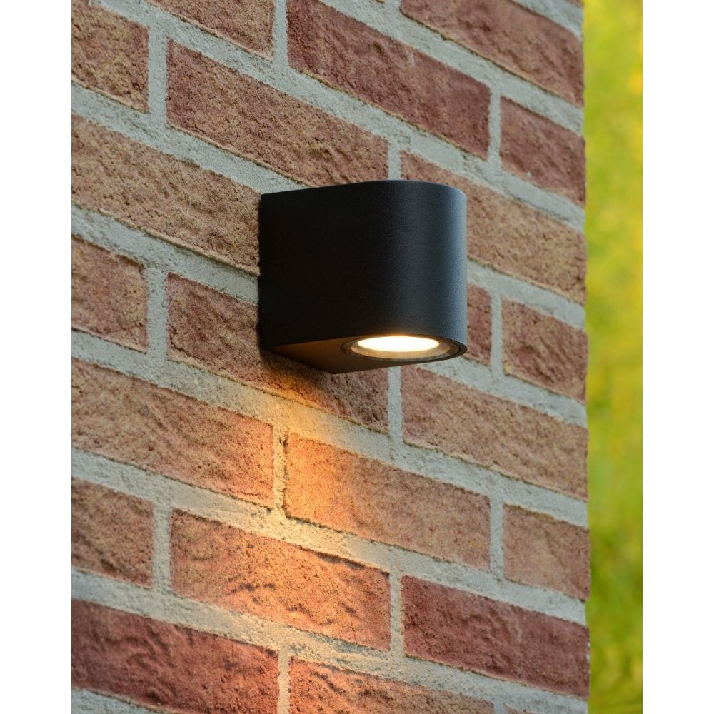 Zora-LED Contemporary Half-Round Black Aluminum Wall Light