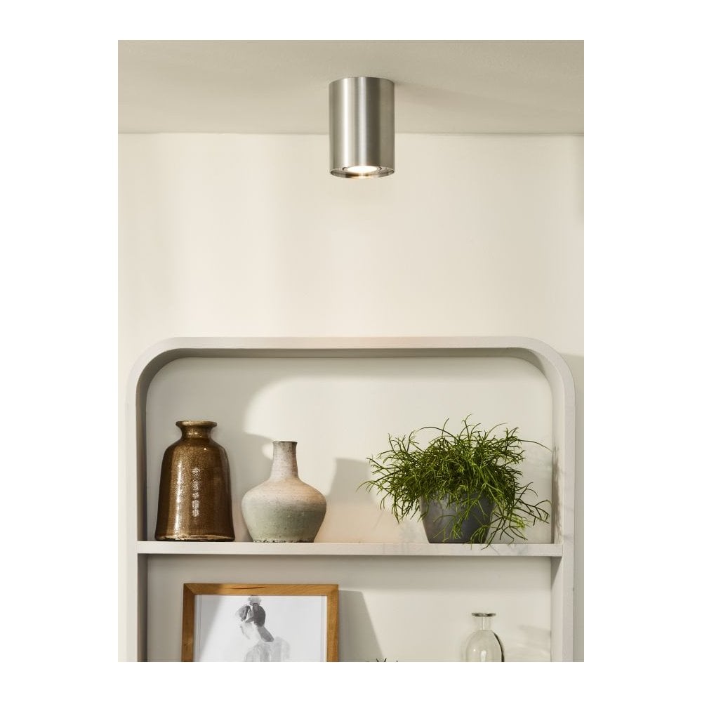 Sleek Satin Chrome Cylinder Ceiling Spotlight
