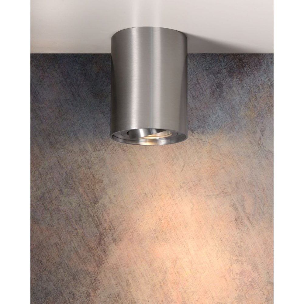Sleek Satin Chrome Cylinder Ceiling Spotlight