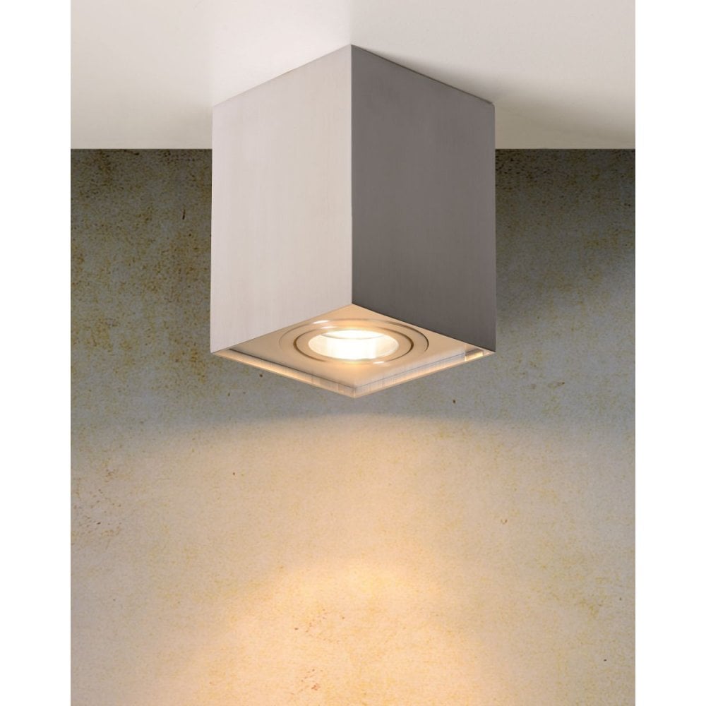 Contemporary Square Aluminum Satin Chrome Ceiling Spotlight Fixture
