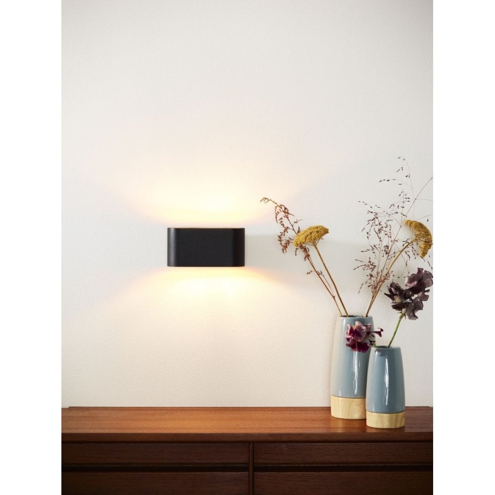 Xera Sleek Black Oval Aluminum Wall Light