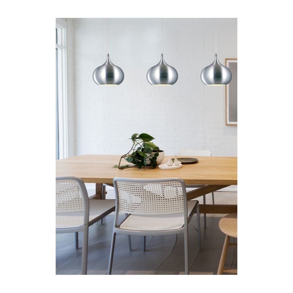 Contemporary Riva Satin Chrome Metal Pendant Light Fixture