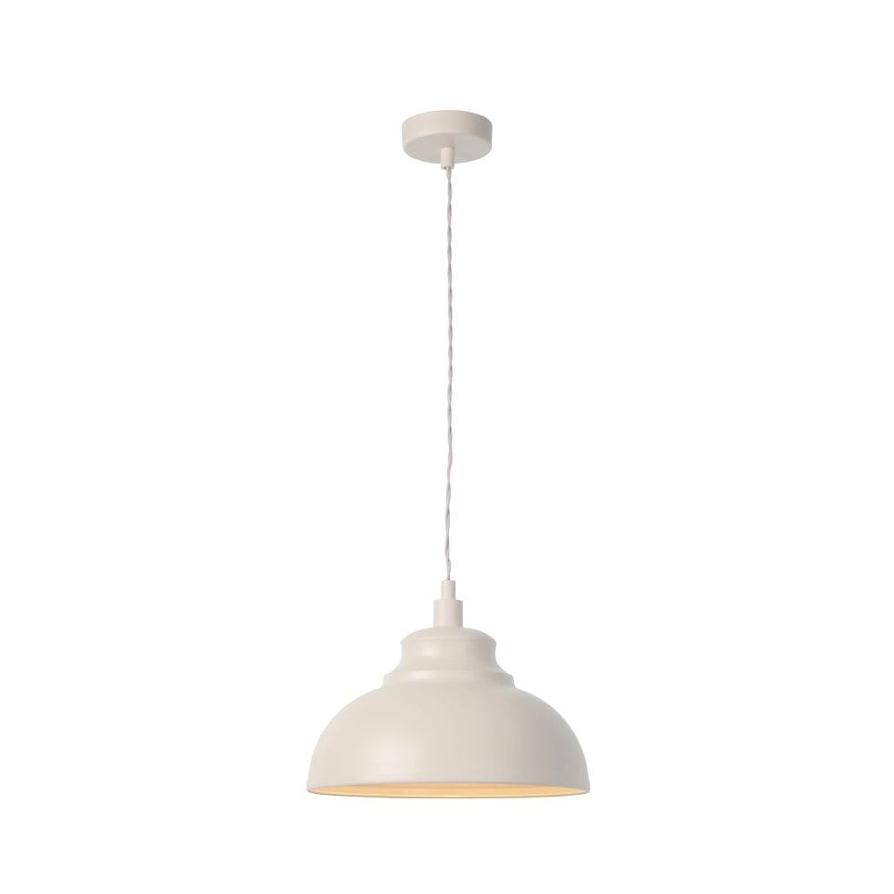 Isla Contemporary Cream Metal Pendant Light - Modern Round Design