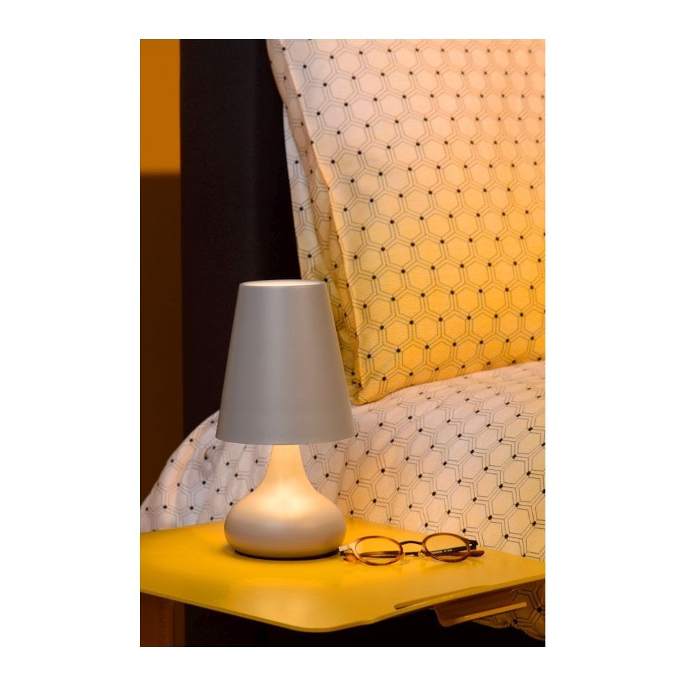Retro Grey Isla Metal Table Lamp with Round Design