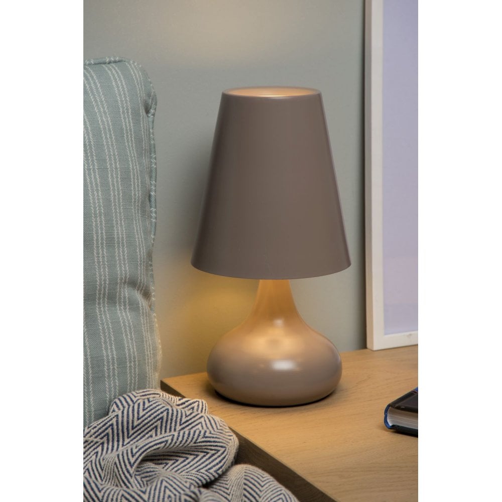 Isla Vintage Round Taupe Metal Table Lamp