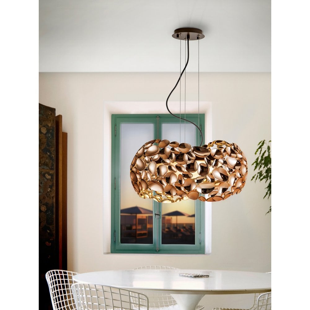 Narisa Modern Gold Pendant Light with 5 Bulbs, 47cm Diameter