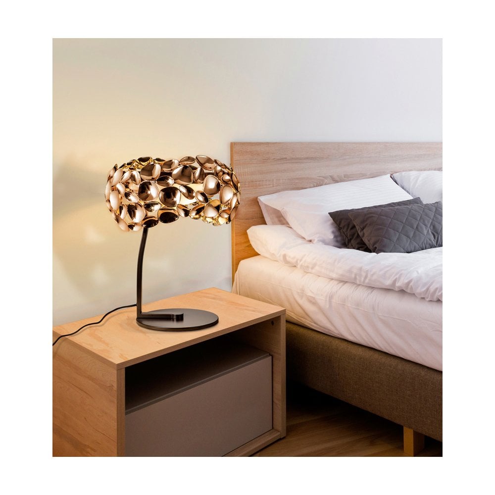 Narisa Rose Gold Contemporary Triple Light Table Lamp