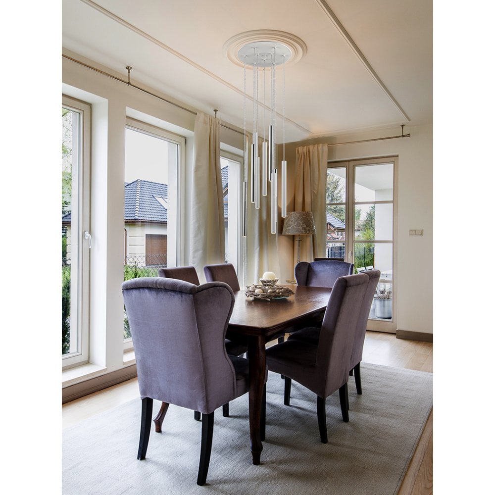 9-Light Varas Lamp in Chrome and White