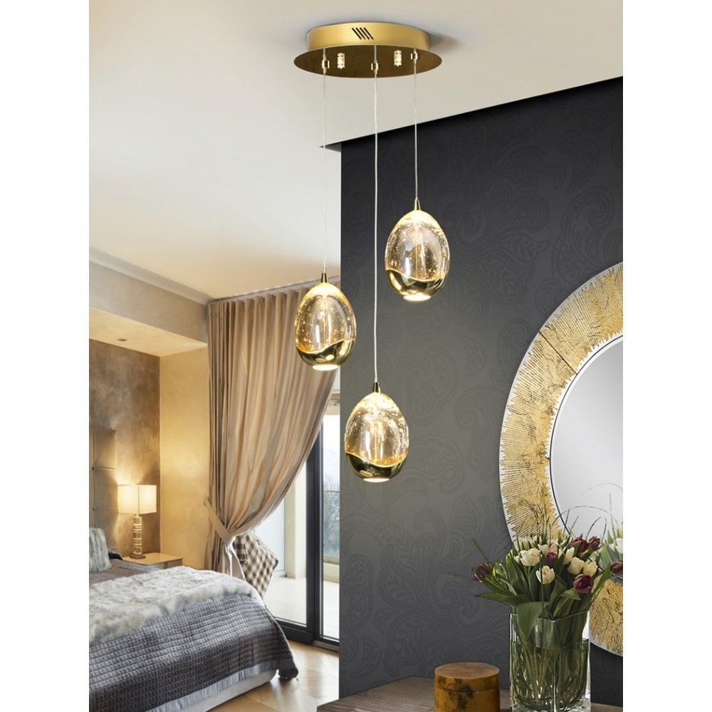 Elegant Champagne and Gold LED Orb Trio