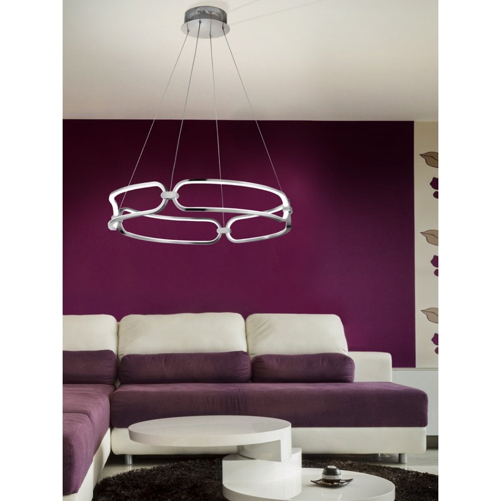 Colette Contemporary Chrome LED Ring Pendant Light, 60cm