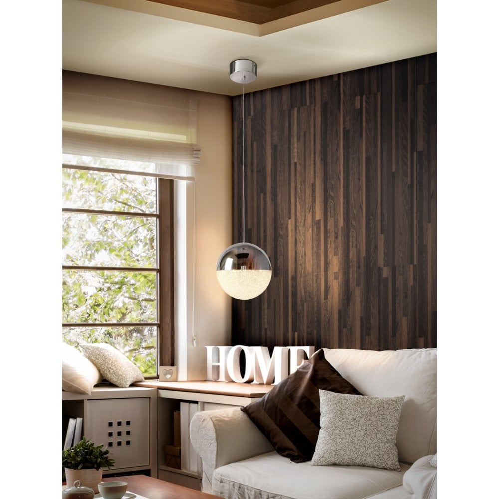 Polished Chrome 20cm LED Globe Pendant Light