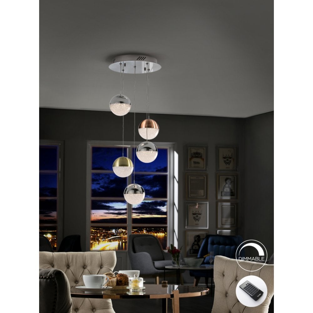 Contemporary Multi-Colored LED Sphere Pendant Chandelier