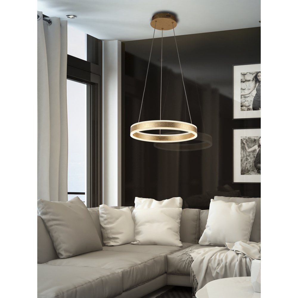 Golden Helia LED Pendant Lamp, 50-Inch Rings