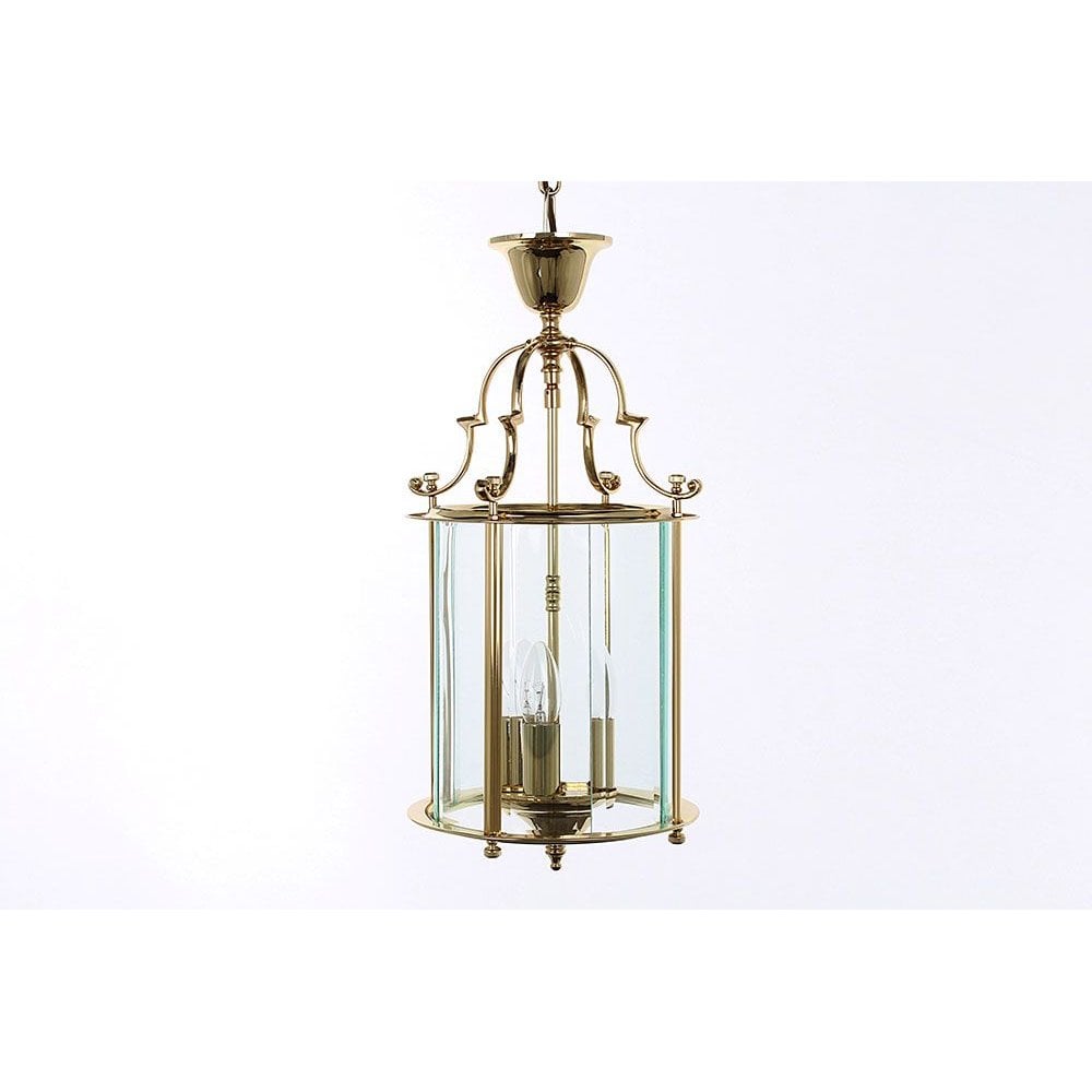 Colchester Polished Brass 3-Light Pendant Lantern, 25.5cm