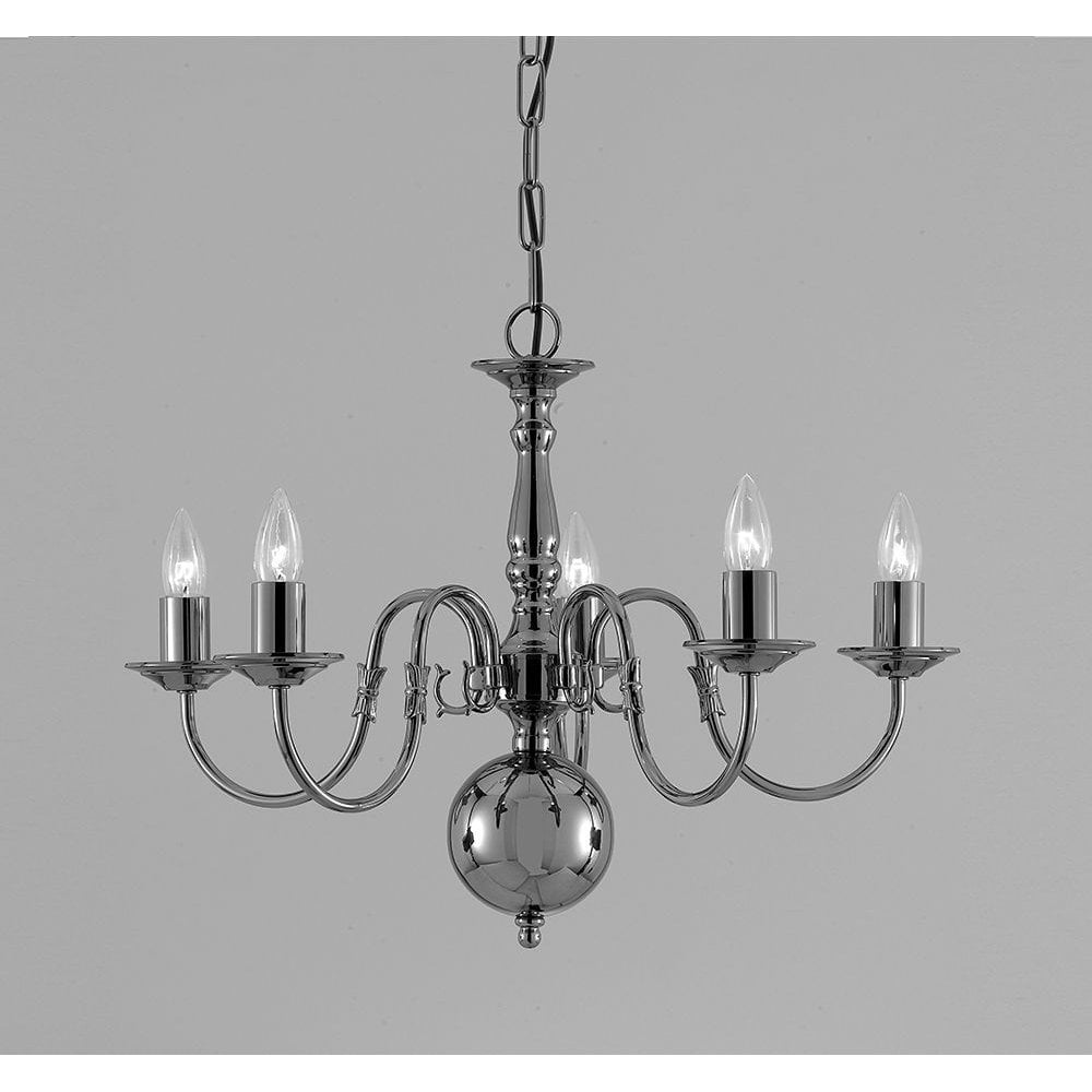 Elegant Pewter 5-Light Flemish Chandelier