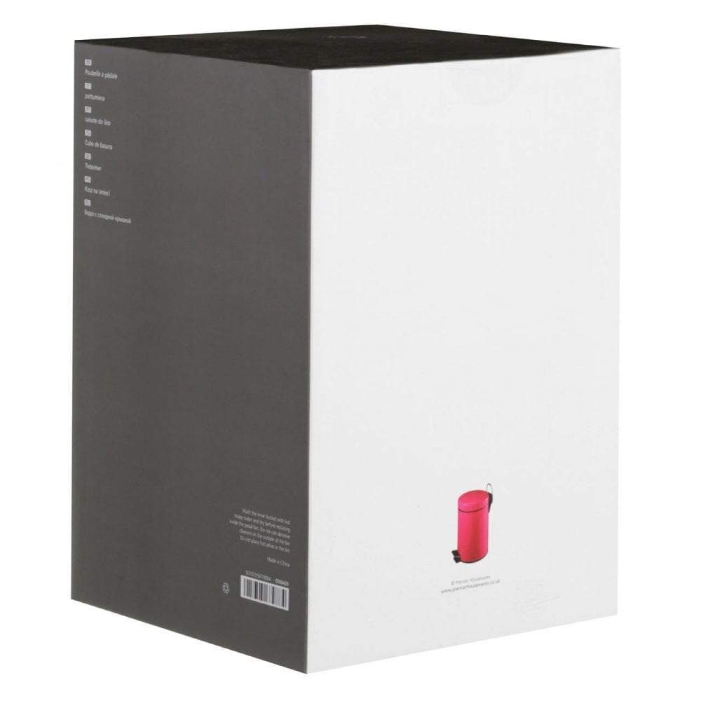 3 Litre Pedal Bin, Metal, Pink