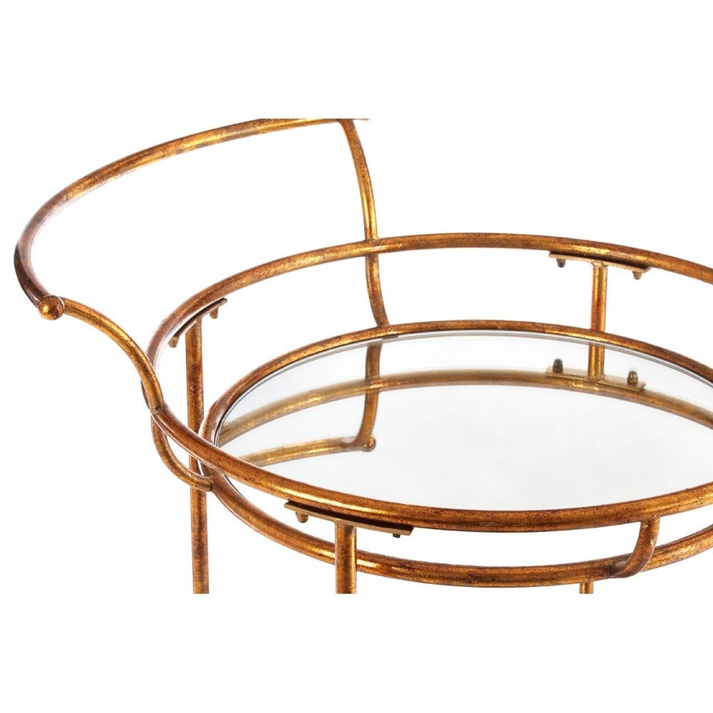 Hadley 2 Tier Serving Trolley, Mirrored Glass, Gold