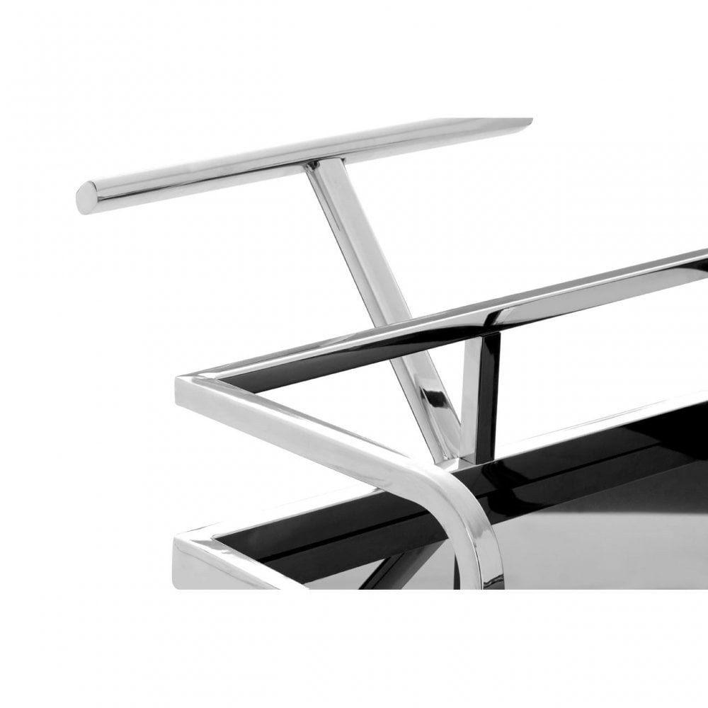 Donal 2 Tier Silver / Wavy Design Trolley, Steel, Tempered Glass, Silver