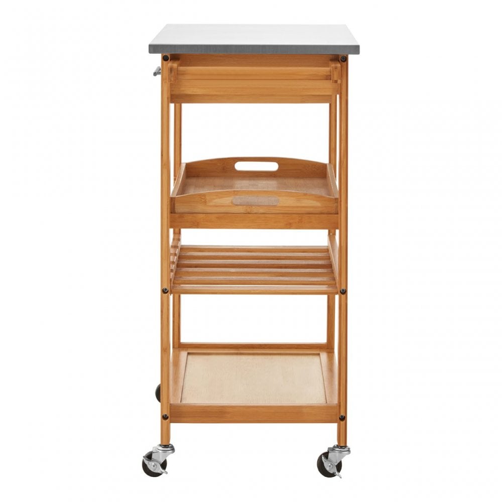 Kitchen Trolley, Bamboo, Stainless Steel, Natural