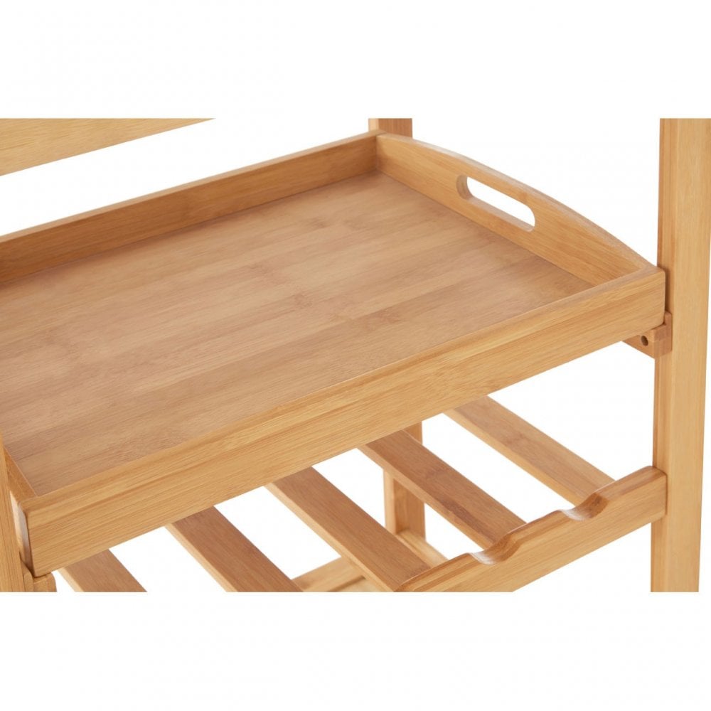 Kitchen Trolley, Bamboo, Stainless Steel, Natural