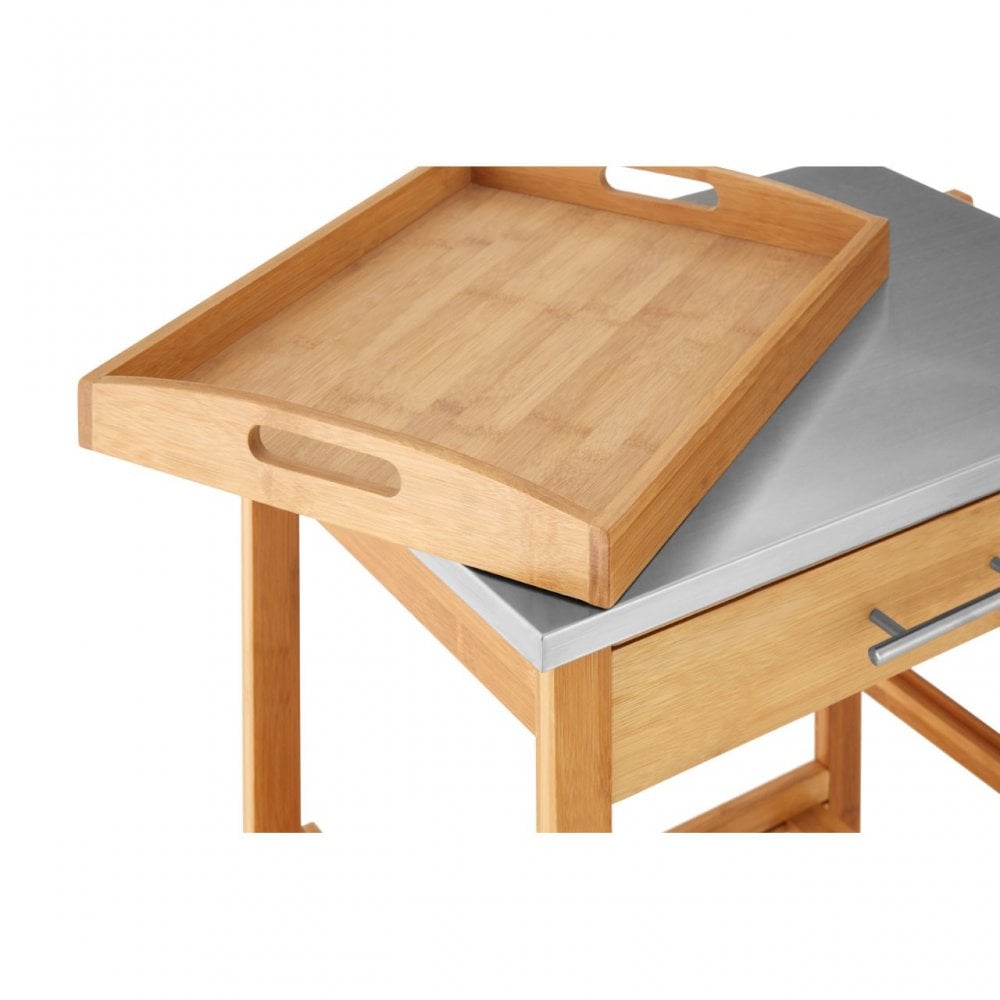 Kitchen Trolley, Bamboo, Stainless Steel, Natural