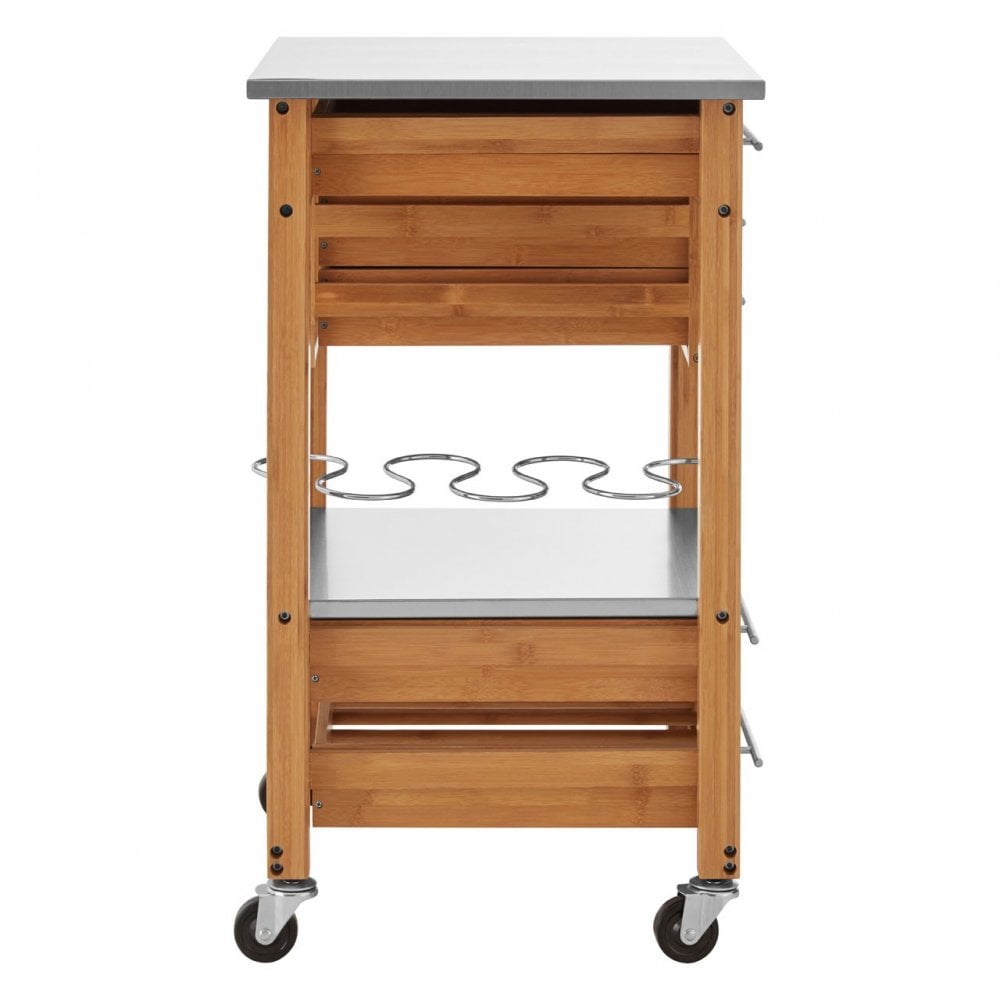 Kitchen Trolley, Bamboo, Stainless Steel, Natural