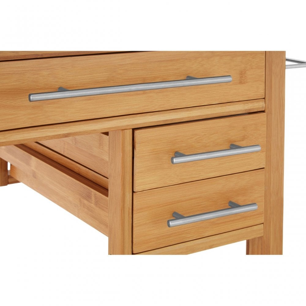 Kitchen Trolley, Bamboo, Stainless Steel, Natural