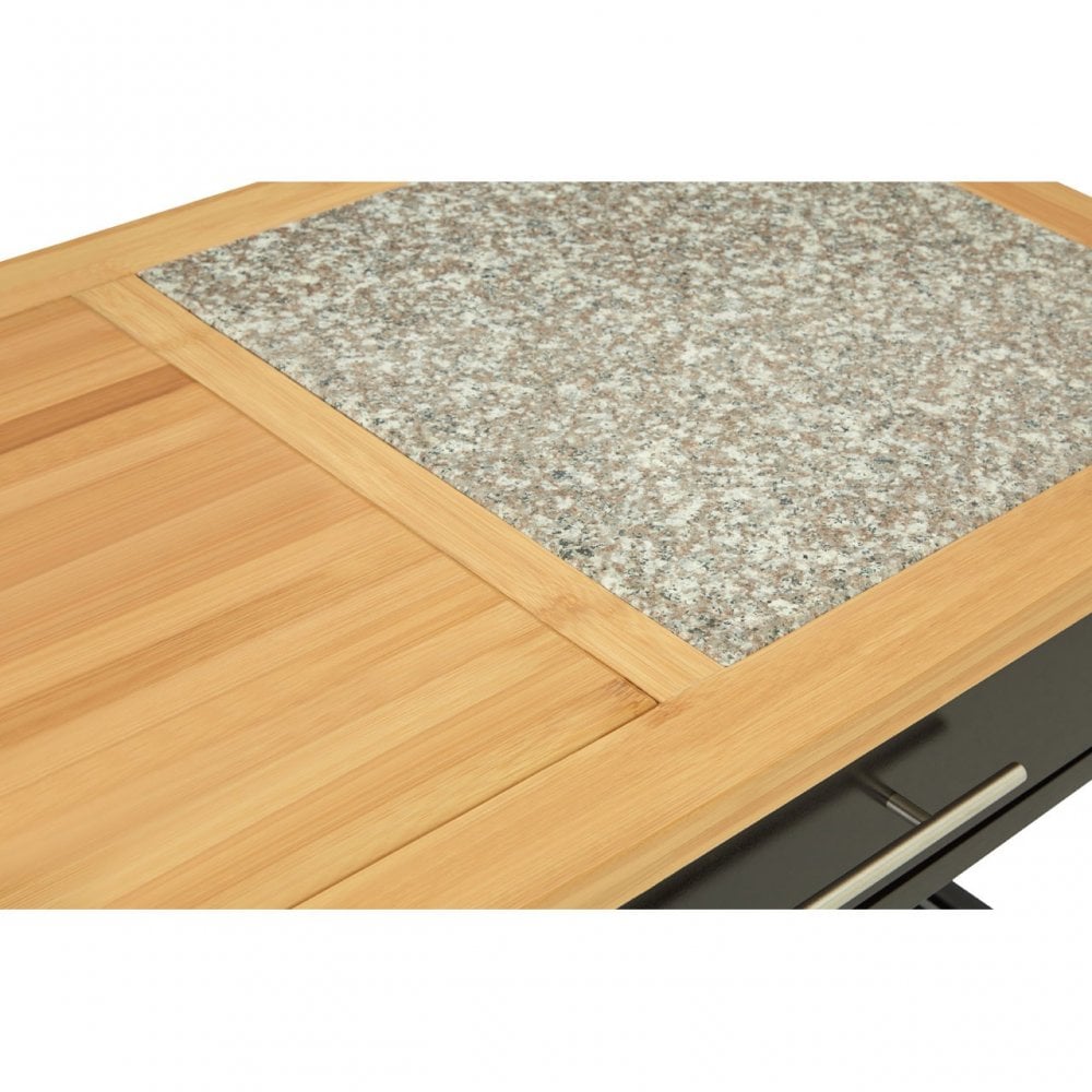 Kitchen Trolley, Wood, Pine Wood, Granite, Black