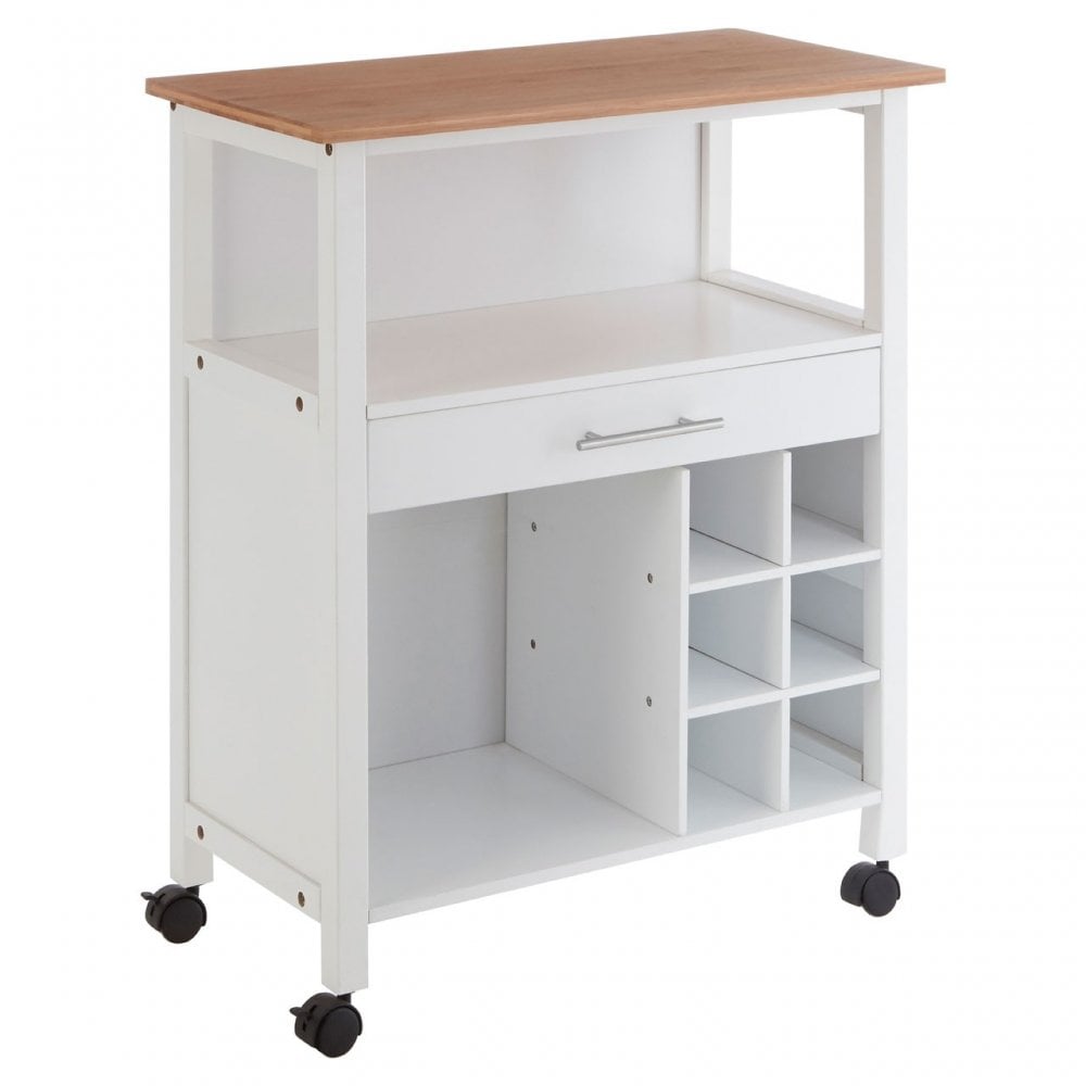 Kitchen Trolley, Bamboo, White