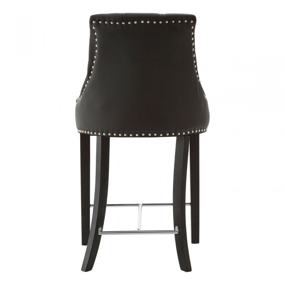 Buffet Regents Black Faux Leather Bar Chair, Leather, Rubberwood, Black