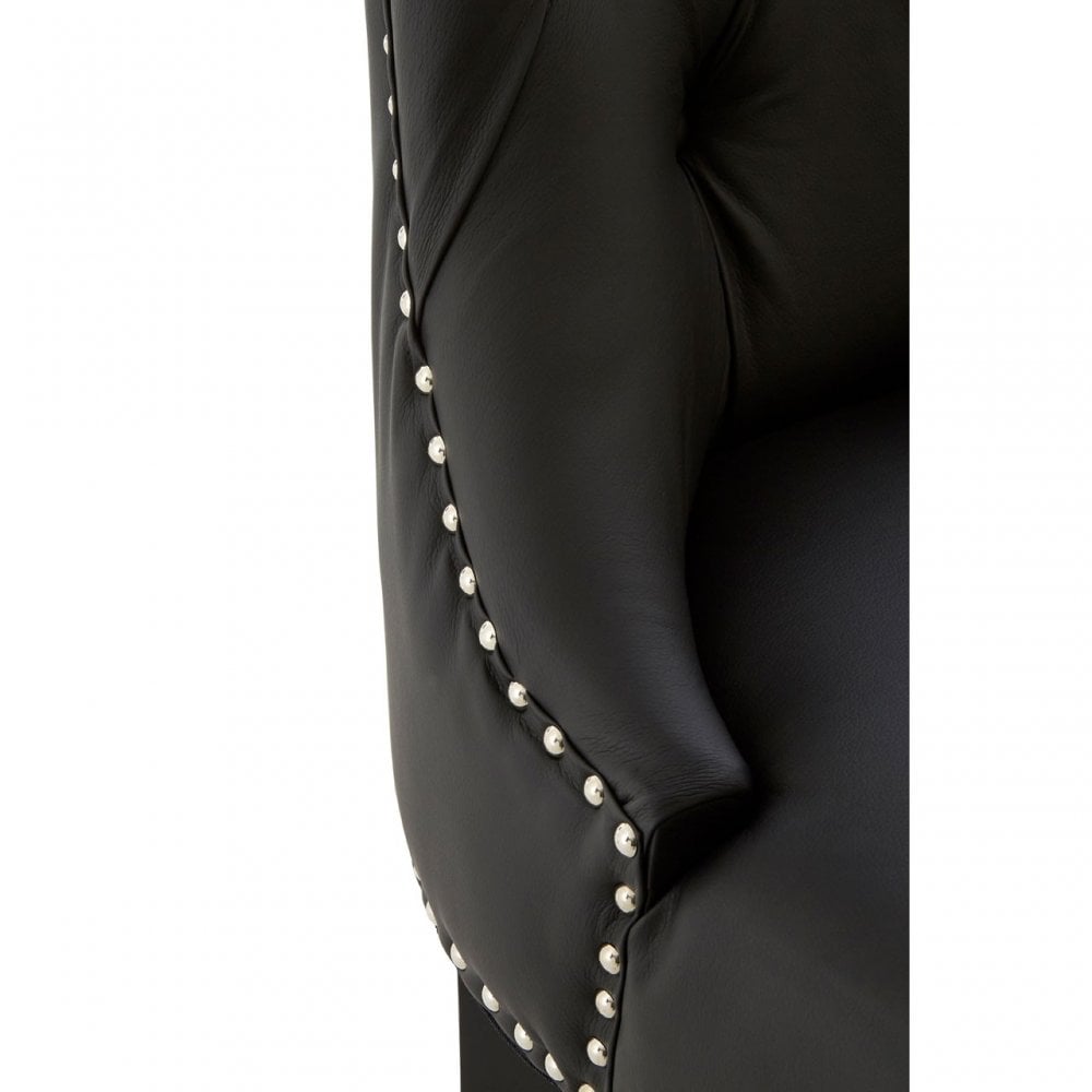 Buffet Regents Black Faux Leather Bar Chair, Leather, Rubberwood, Black