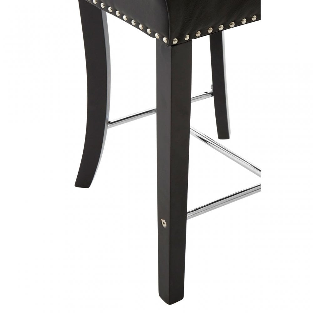 Buffet Regents Black Faux Leather Bar Chair, Leather, Rubberwood, Black
