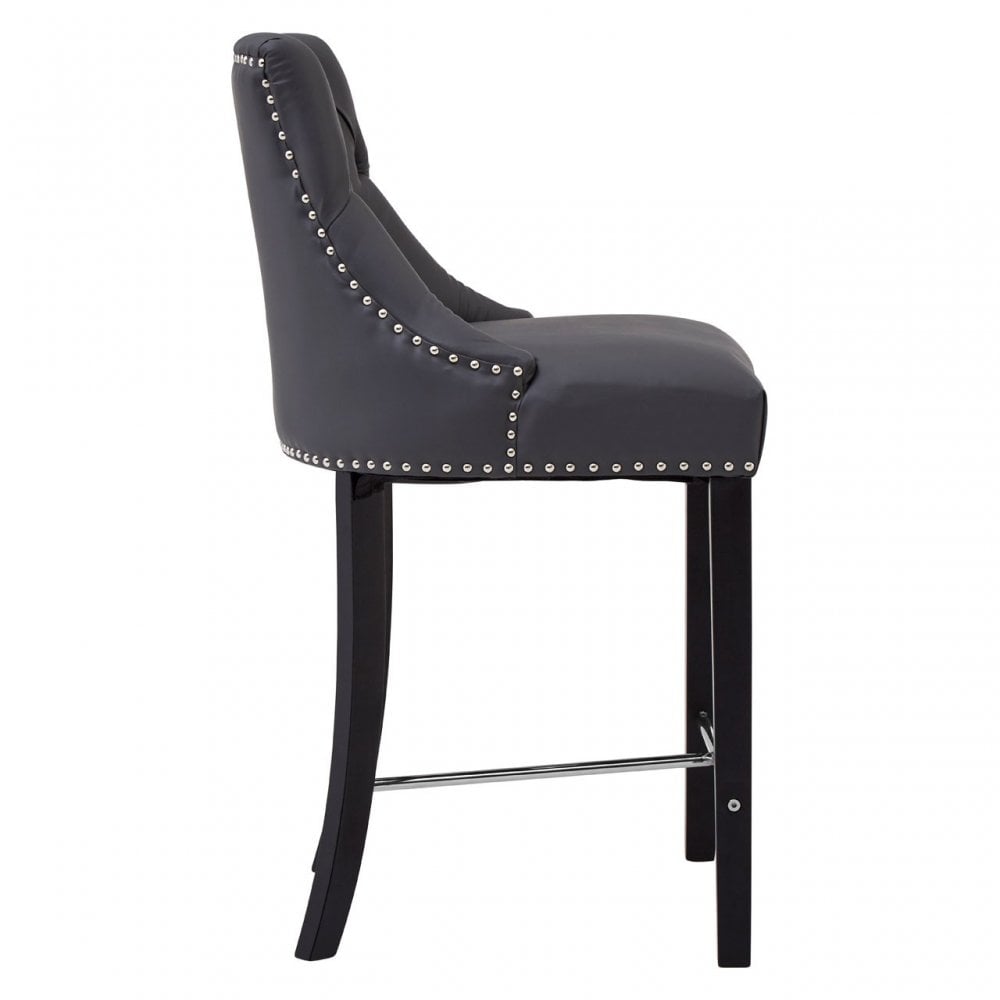 Buffet Regents Grey Faux Leather Bar Chair, Leather, Rubberwood, Grey