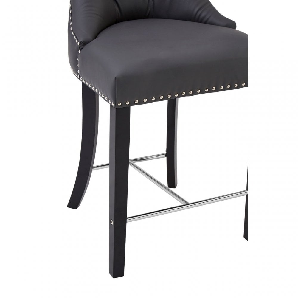 Buffet Regents Grey Faux Leather Bar Chair, Leather, Rubberwood, Grey
