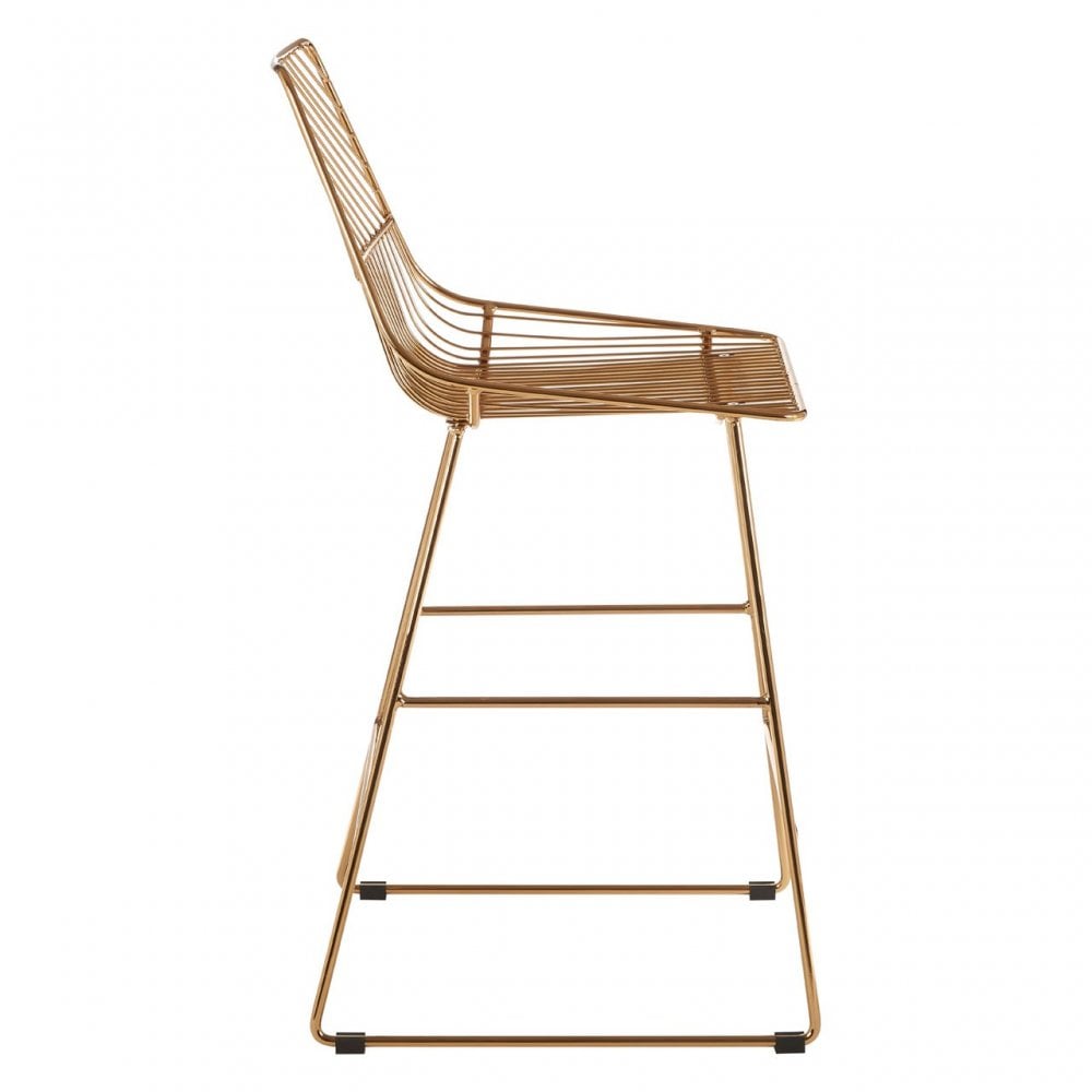 Brock Gold Metal Wire Tapered Bar Chair, Metal, Gold