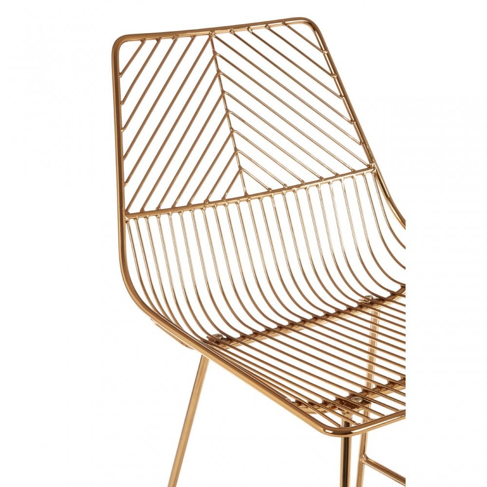 Brock Gold Metal Wire Tapered Bar Chair, Metal, Gold