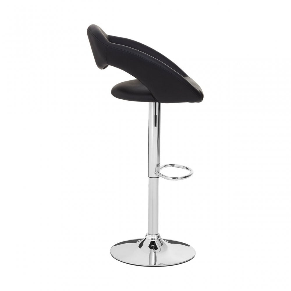Taylor Black Faux Leather Bar Chair, Chromed Foam, Black