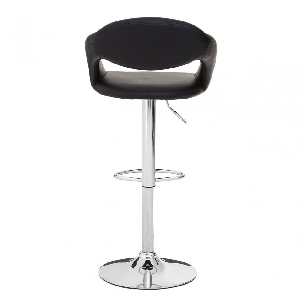 Taylor Black Faux Leather Bar Chair, Chromed Foam, Black