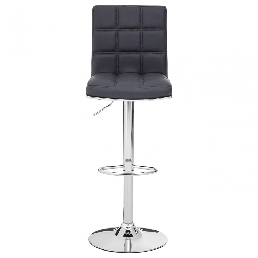 Tavor Grey Faux Leather Bar Chair, Chromed Foam, Grey