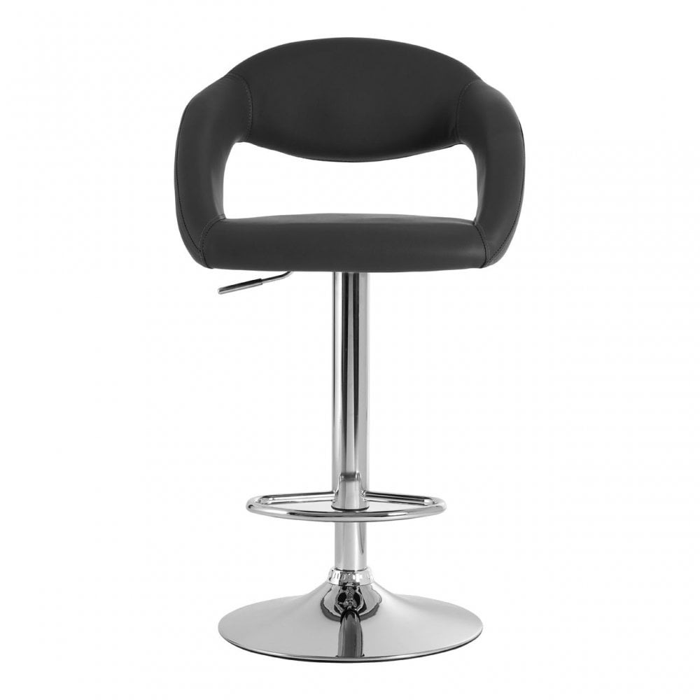 Taylor Grey Faux Leather Bar Chair, Chromed Foam, Grey