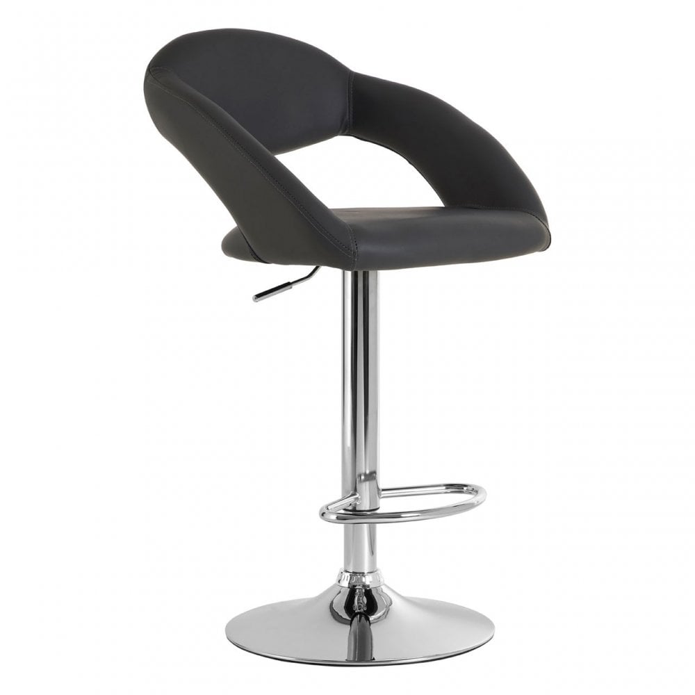 Taylor Grey Faux Leather Bar Chair, Chromed Foam, Grey