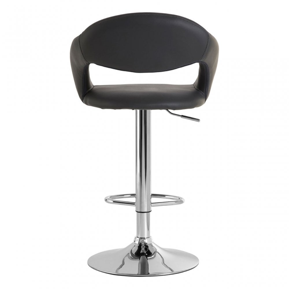 Taylor Grey Faux Leather Bar Chair, Chromed Foam, Grey