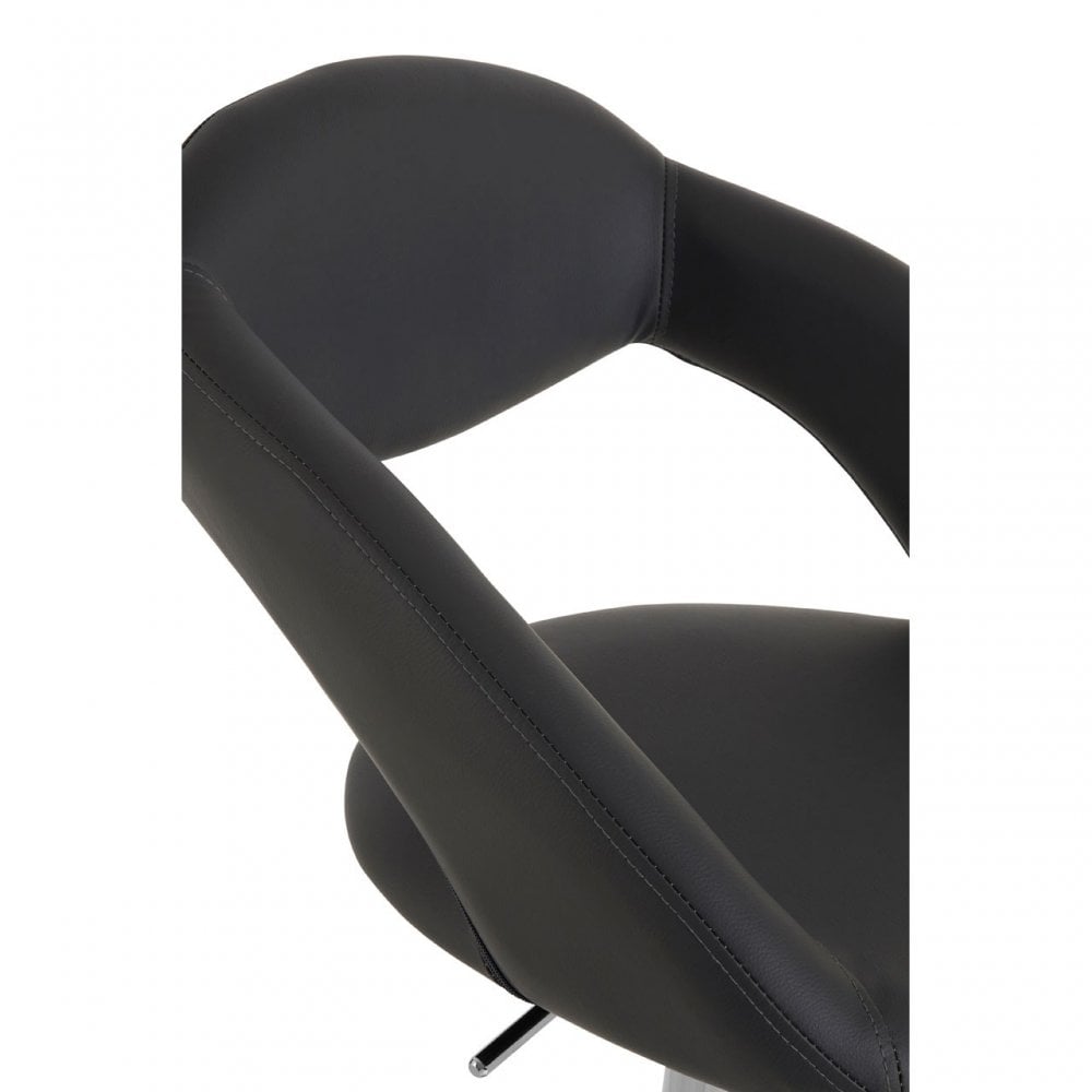Taylor Grey Faux Leather Bar Chair, Chromed Foam, Grey