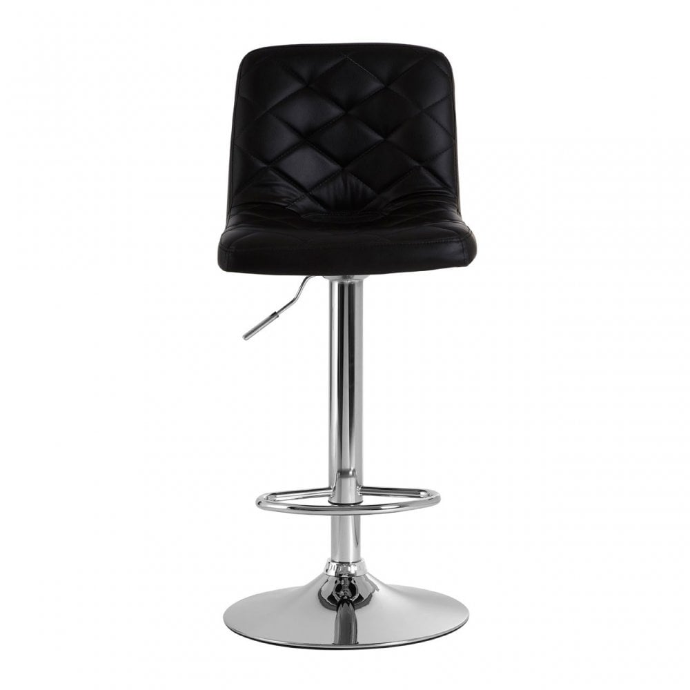 Tara Black Faux Leather Bar Chair, Chromed Foam, Black