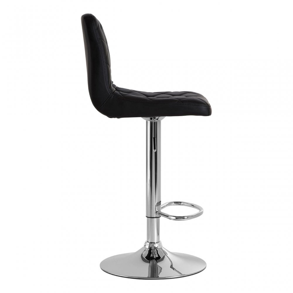 Tara Black Faux Leather Bar Chair, Chromed Foam, Black